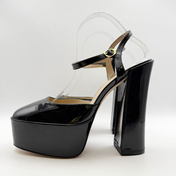 Stuart Weitzman Womens Skyhigh 145 Ankle Strap Pump US 9.5 Black Leather NWOB - Picture 6 of 10